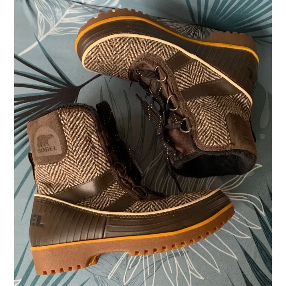 SOREL WOMEN'S TIVOLI II HERRINGBONE brown WATERPROOF WINTER BOOTS sz 6